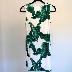 White patterned knee length dress